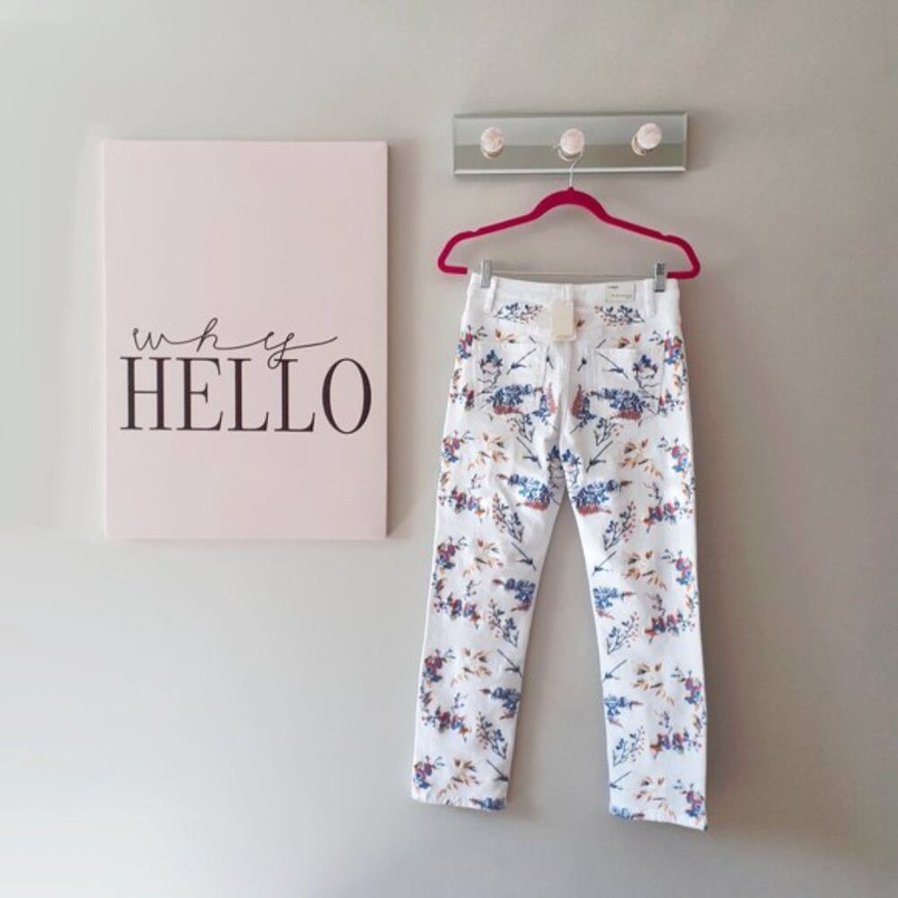 NWT Maje white & floral embroidered mid rise jeans - Picture 9 of 10